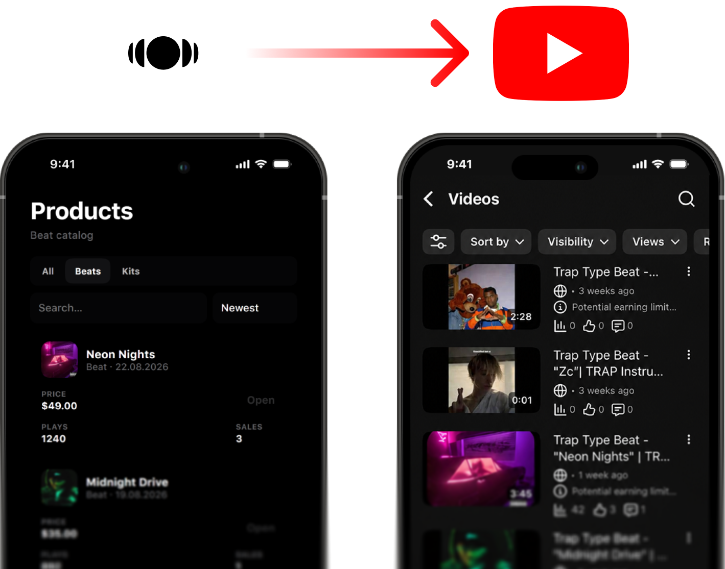 Beatprod catalog synced to YouTube