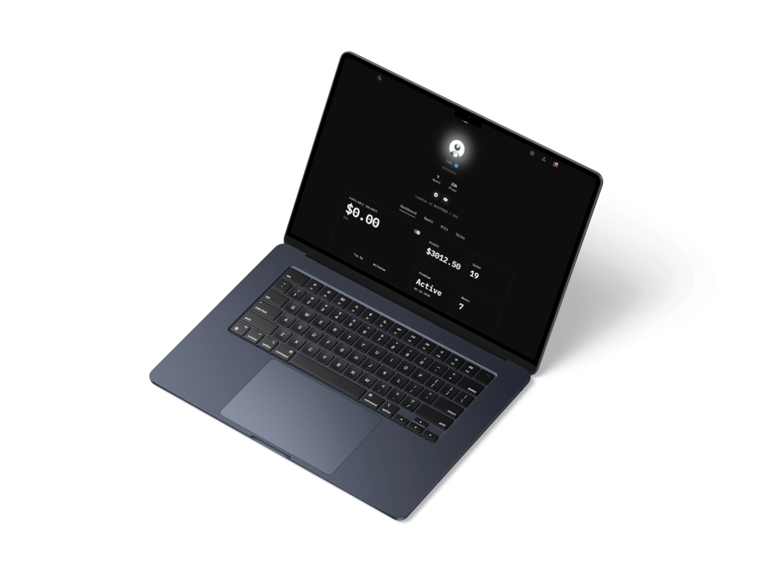 Producer dashboard on MacBook